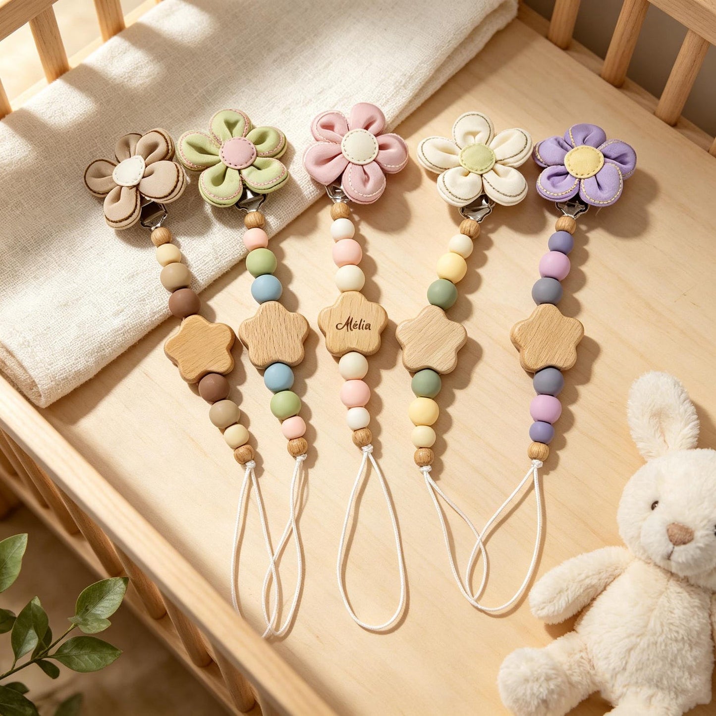Personalized name-customizable pacifier clips