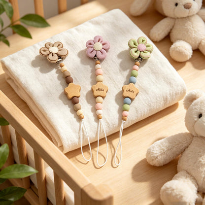Personalized name-customizable pacifier clips