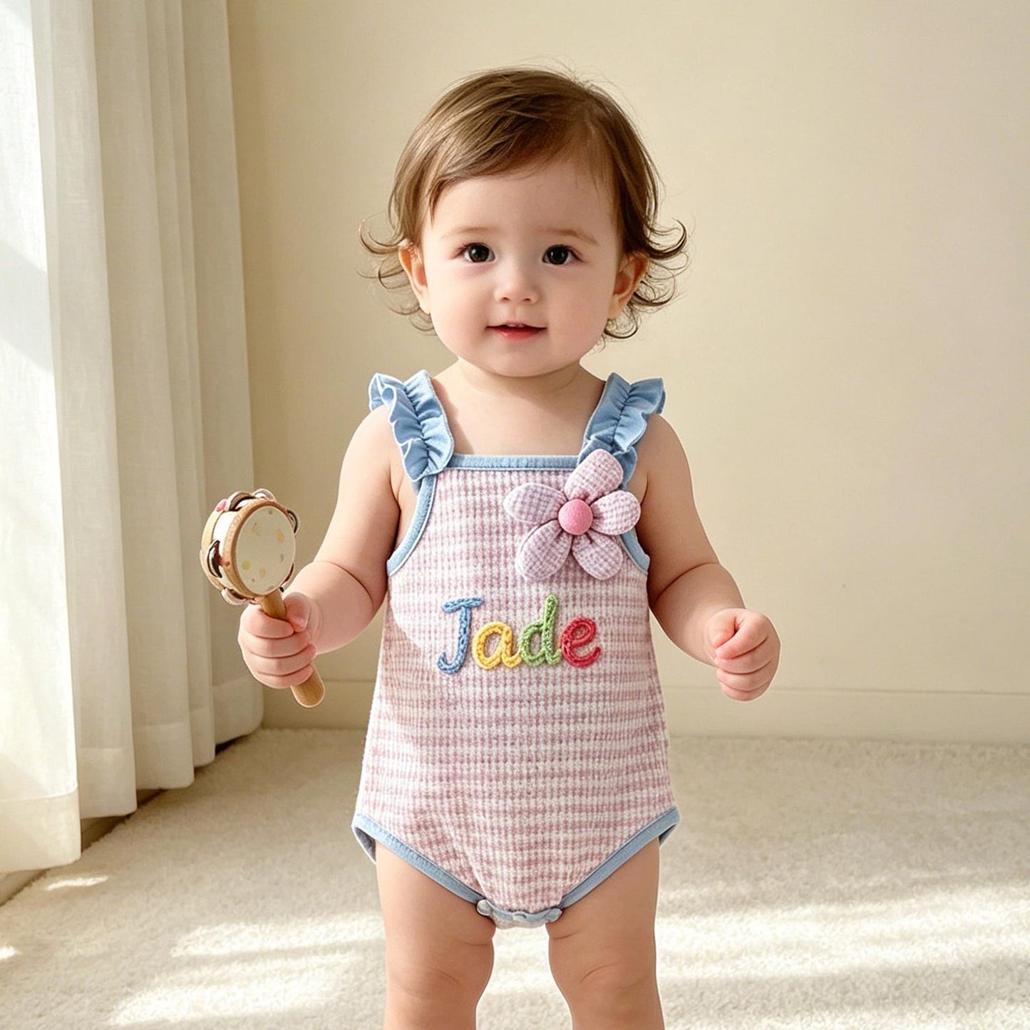 Personalized Baby Name Romper, Toddler Girl Romper, Newborn Smocked Outfit