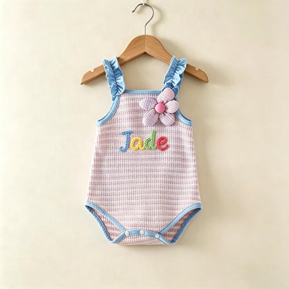 Personalized Baby Name Romper, Toddler Girl Romper, Newborn Smocked Outfit