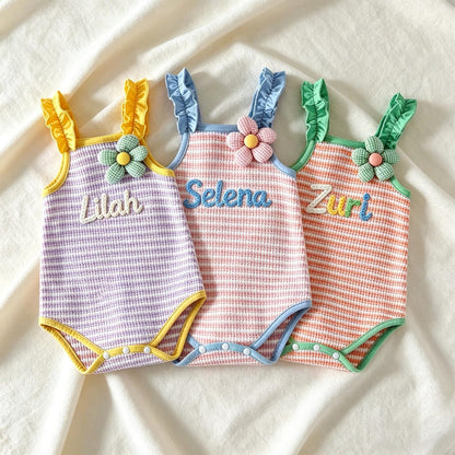 Personalized Baby Name Romper, Toddler Girl Romper, Newborn Smocked Outfit