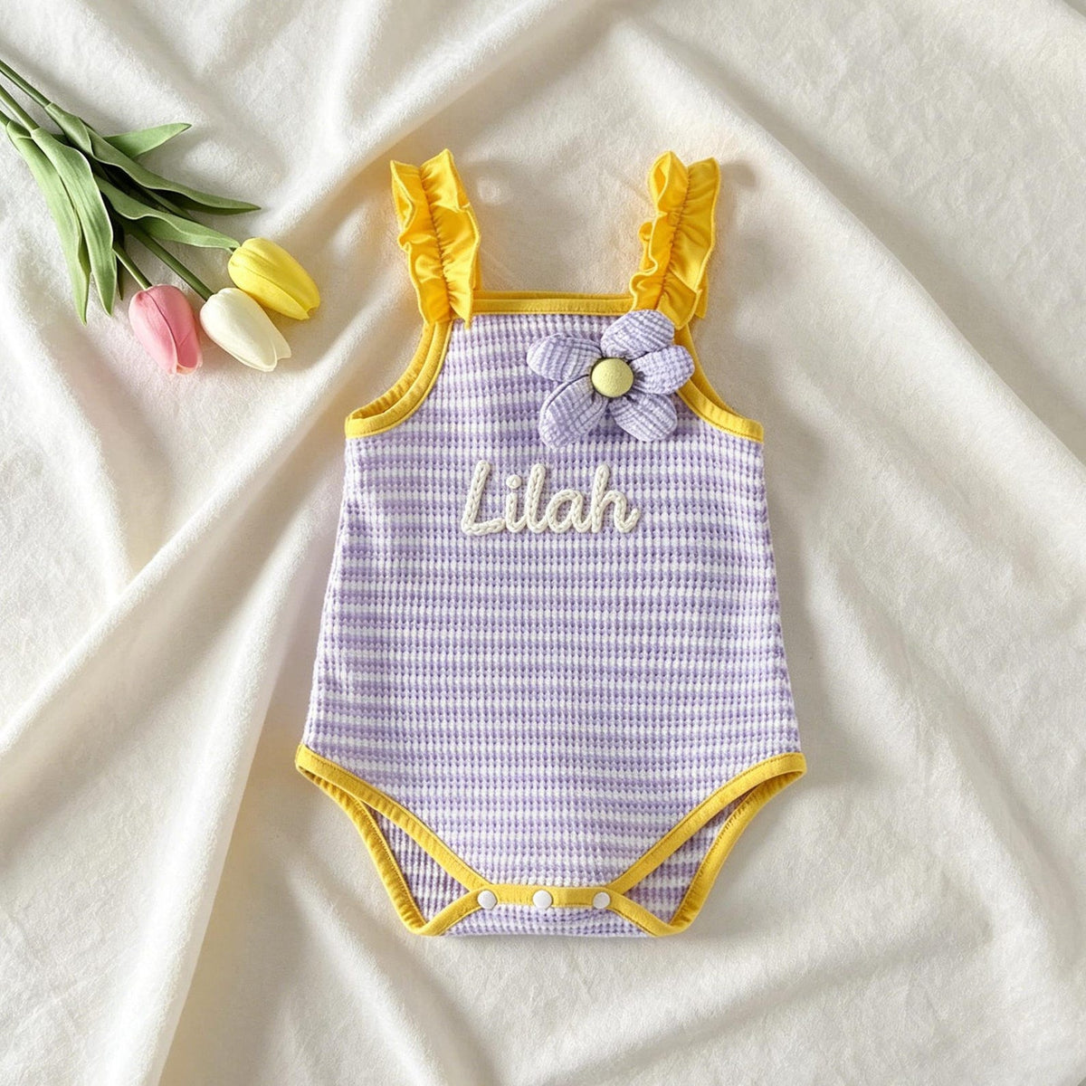 Personalized Baby Name Romper, Toddler Girl Romper, Newborn Smocked Outfit