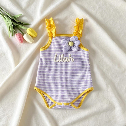 Personalized Baby Name Romper, Toddler Girl Romper, Newborn Smocked Outfit