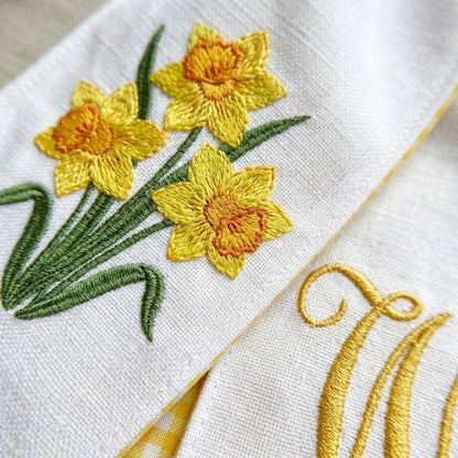 Custom Daffodil Wreath Sash, Monogrammed Door Sash