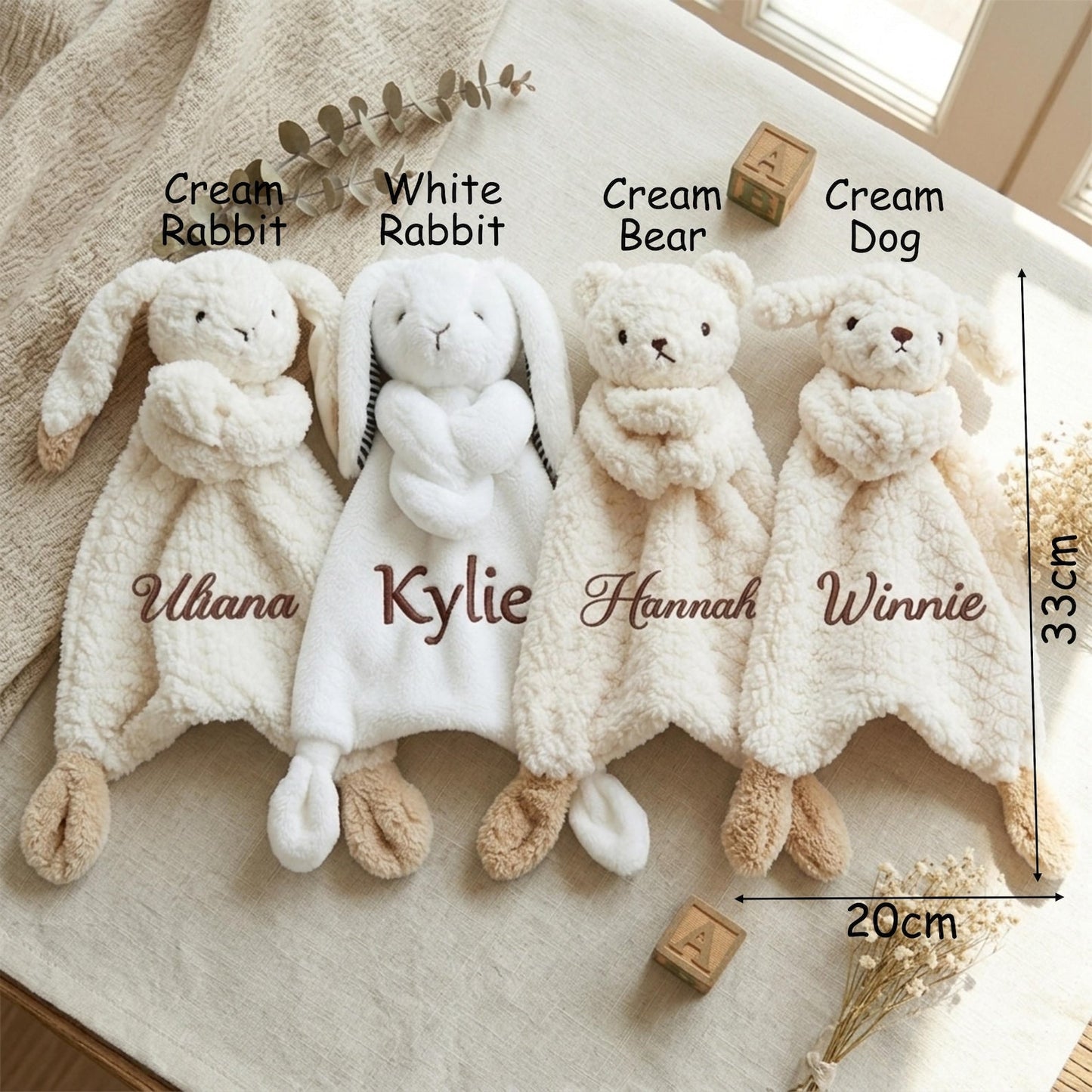 Personalized Plush Animal Lovey Blanket, Custom Name Security Comforter