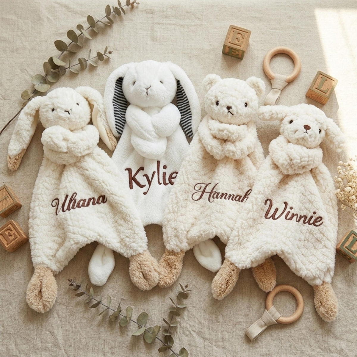 Personalized Plush Animal Lovey Blanket, Custom Name Security Comforter