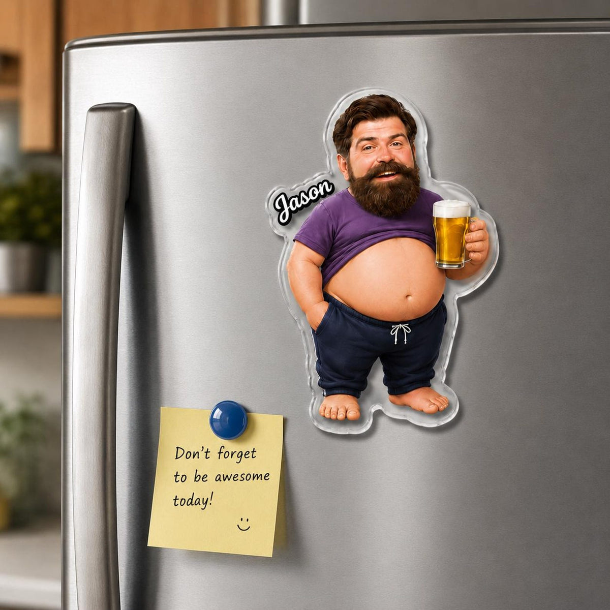 Custom Dad Bod Belly Magnet, Personalized Photo Squishy Fridge Funny Magnet