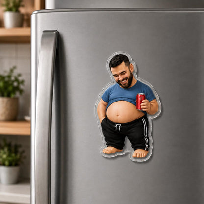 Custom Dad Bod Belly Magnet, Personalized Photo Squishy Fridge Funny Magnet