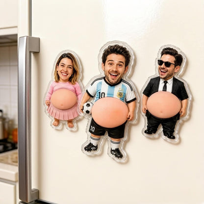 Custom Face Fridge Magnet, Personalized Couple Gift, Funny Belly Magnet