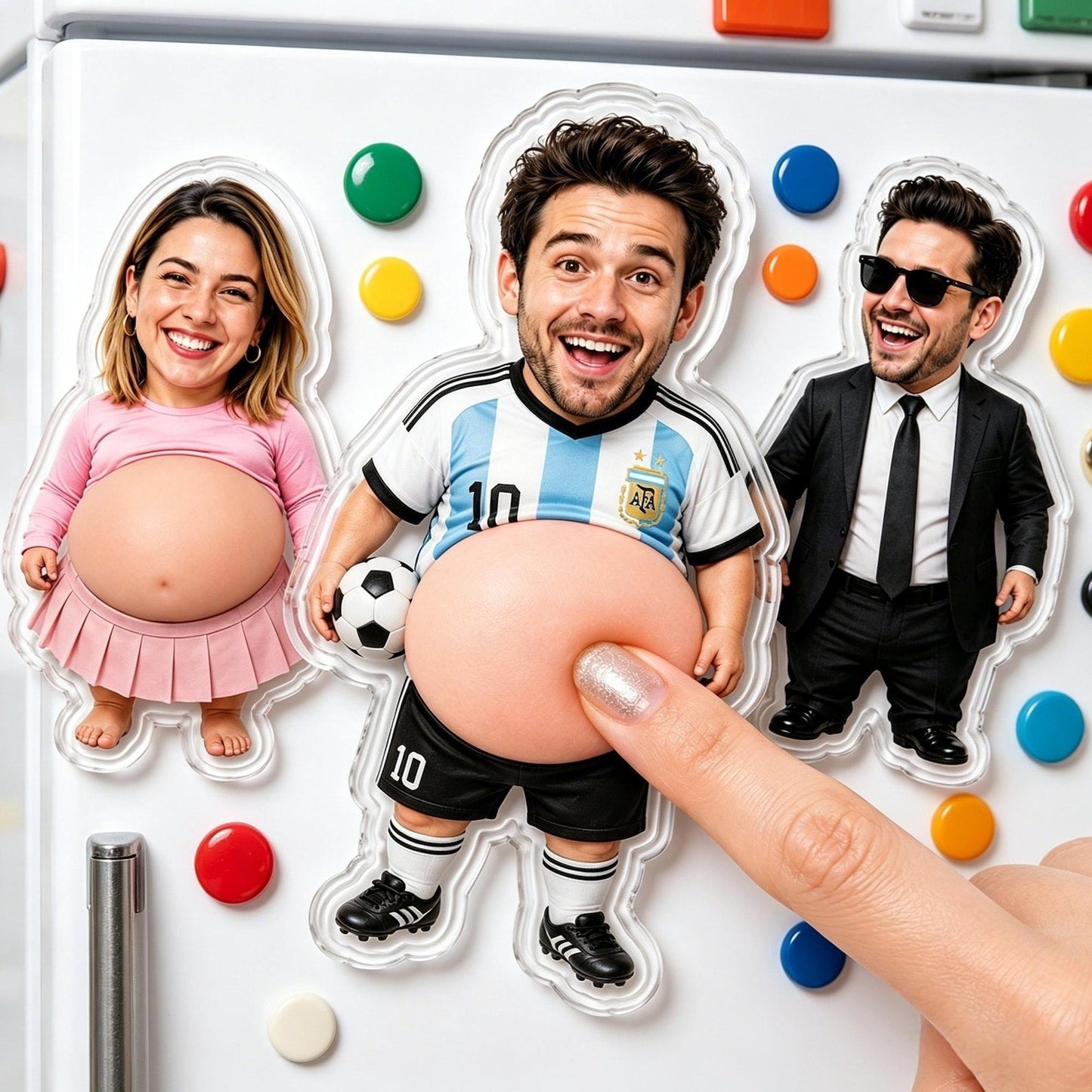 Custom Face Fridge Magnet, Personalized Couple Gift, Funny Belly Magnet