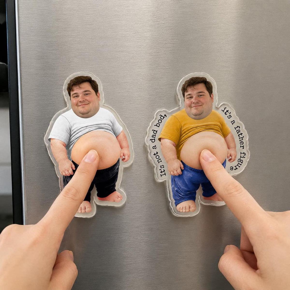 Custom Face Fridge Magnet, Personalized Couple Gift, Funny Belly Magnet