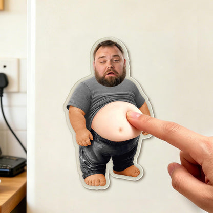 Custom Face Fridge Magnet, Personalized Couple Gift, Funny Belly Magnet