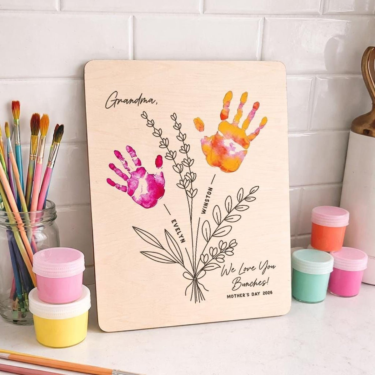Personalized Fathers Day handprint Art Project Best Dad Best Grandpa with Paint