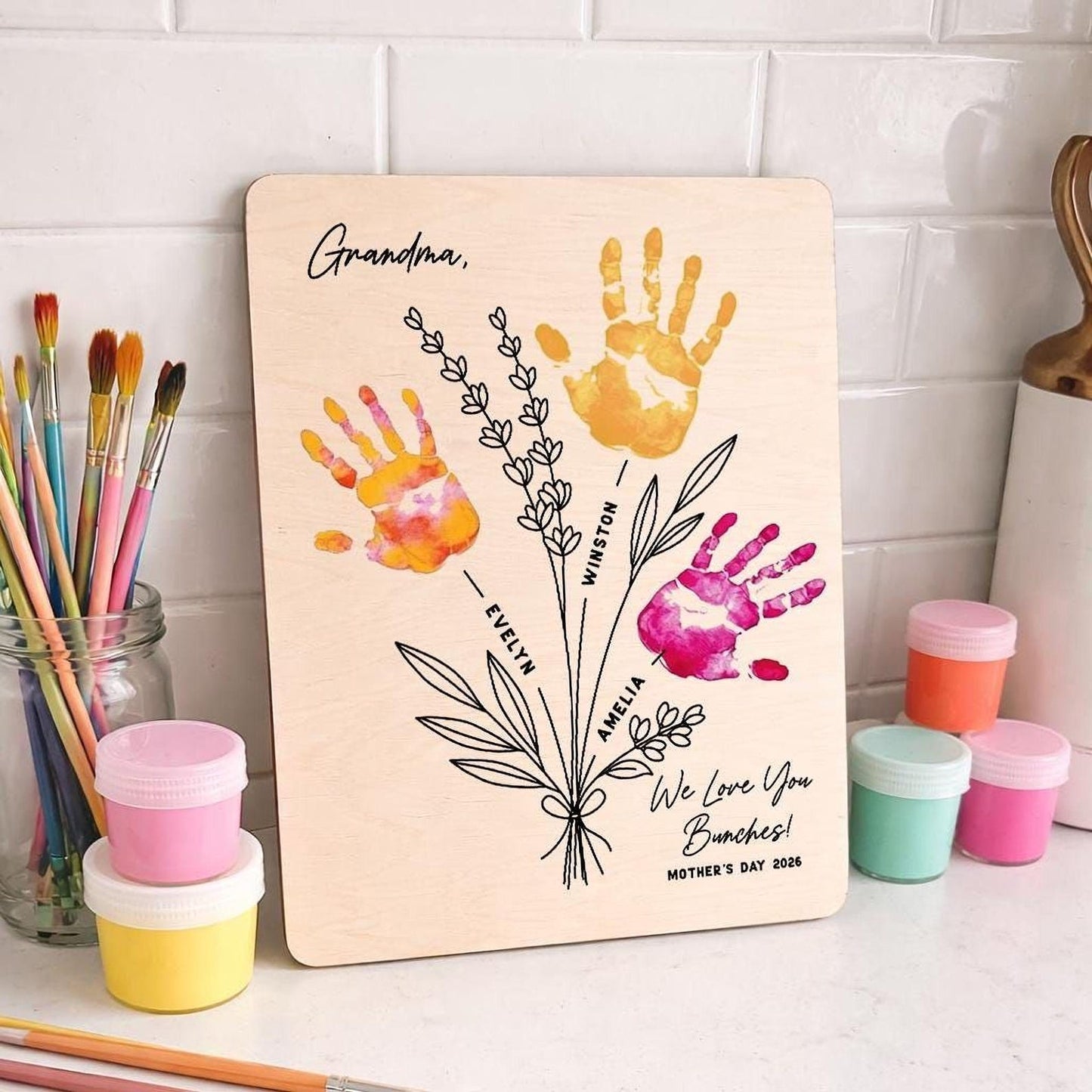 Personalized Fathers Day handprint Art Project Best Dad Best Grandpa with Paint