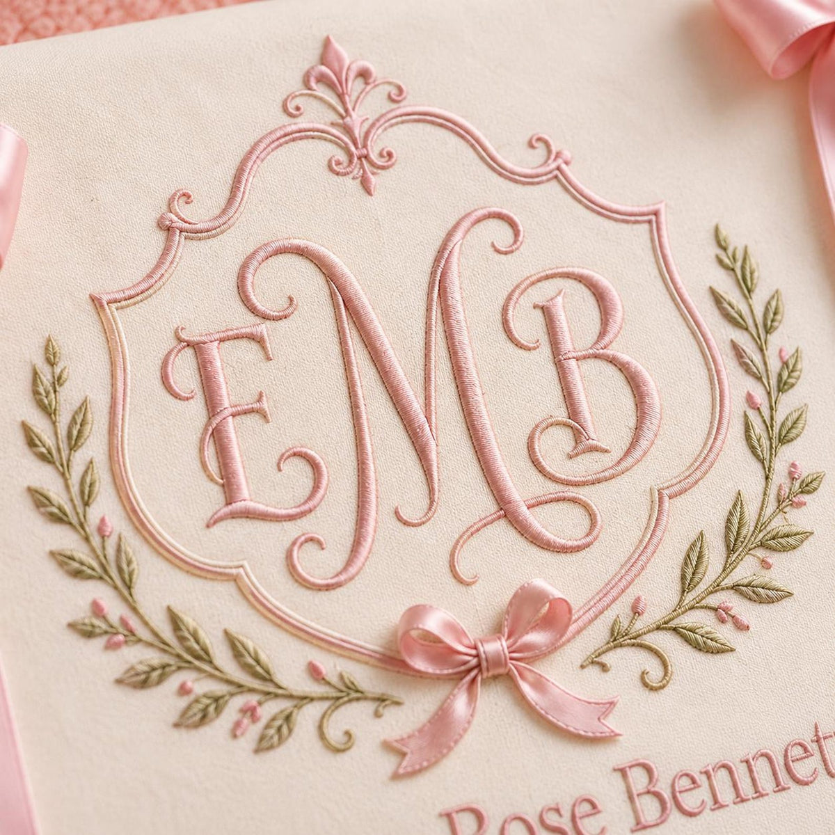 Embroidered Baby Name Banner, Personalized Monogram Nursery Pennant, Satin Ribbon Crib Decor