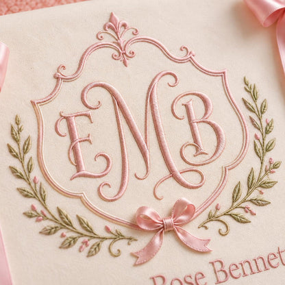 Embroidered Baby Name Banner, Personalized Monogram Nursery Pennant, Satin Ribbon Crib Decor