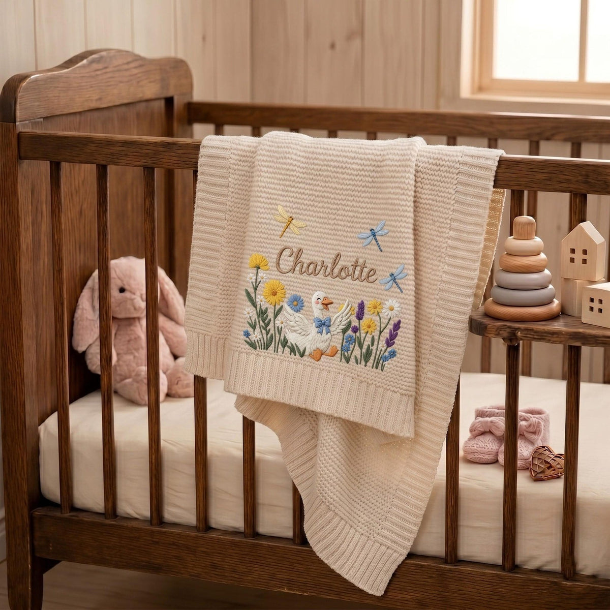 Personalized Embroidered Silly Goose Baby Boy Blanket