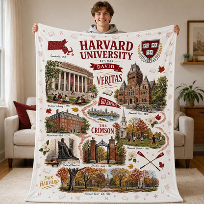 Custom College Blanket, Personalized University Dorm Thro