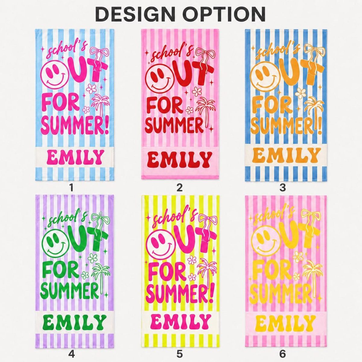 School Out For Summer Beach Towel, Custom Name Towel, End of Year Teacher Gifts