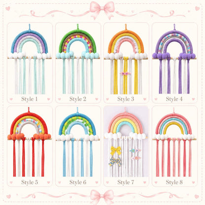 Personalized Rainbow Hair Bow Holder, Handmade Nursery Wall Hanging