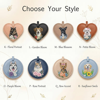 Custom Pet Portrait Leather Bag Charm, Personalized Dog Cat Purse Charm