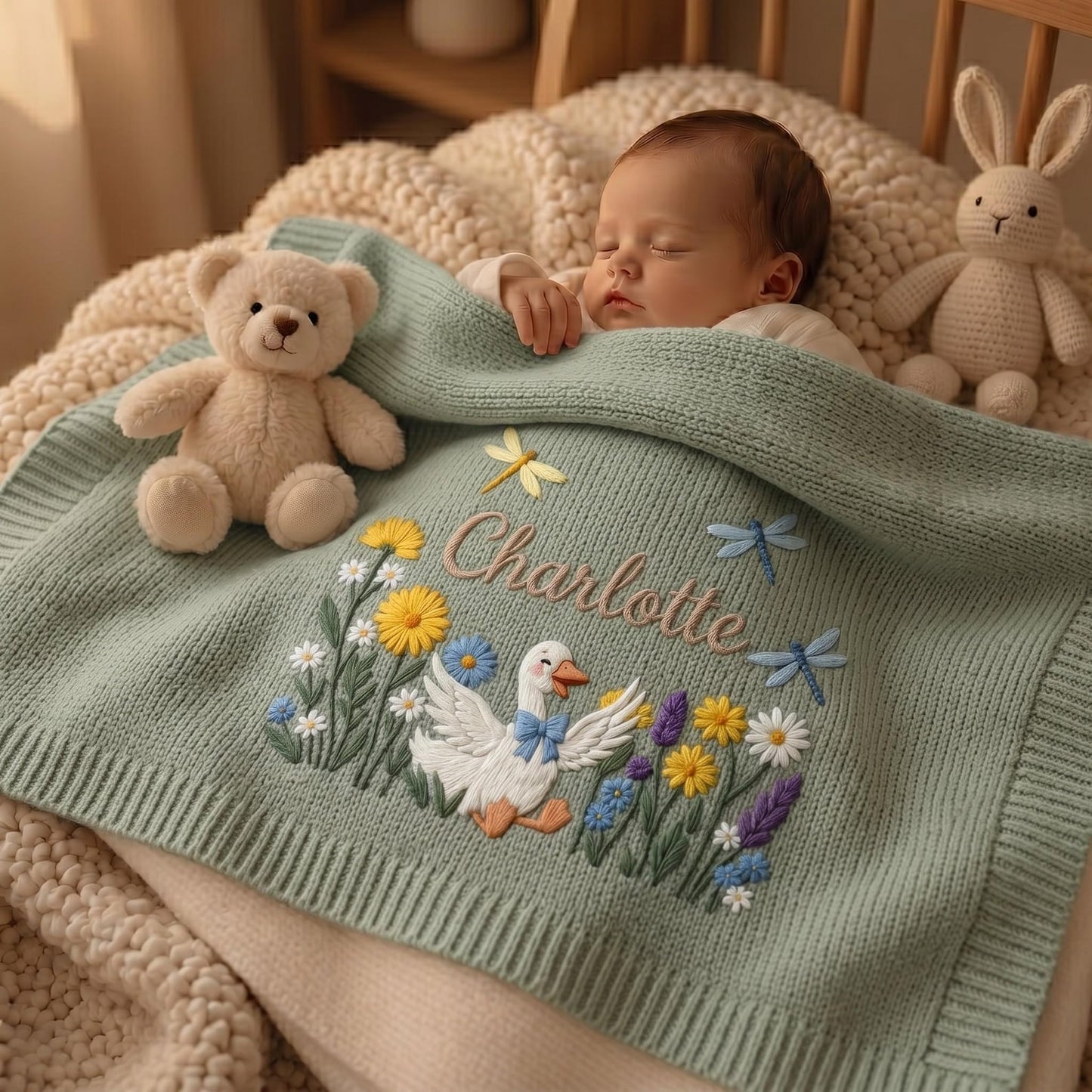 Personalized Embroidered Silly Goose Baby Boy Blanket