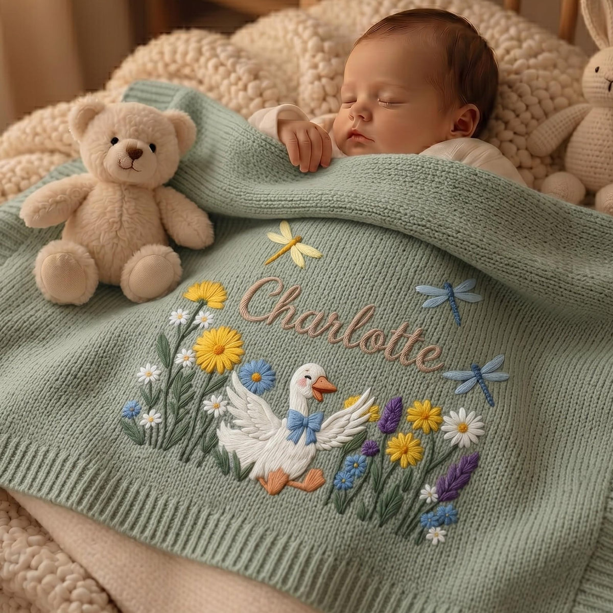 Personalized Embroidered Silly Goose Baby Boy Blanket