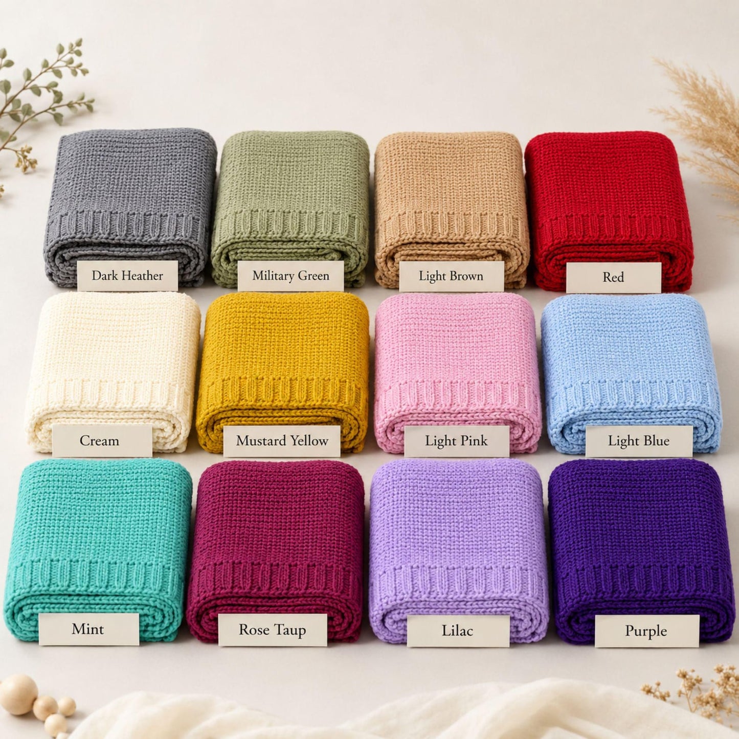 Personalized Floral Butterfly Embroidered Baby Blanket, Custom Embroidered Knit Name Blanket