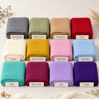 Personalized Floral Butterfly Embroidered Baby Blanket, Custom Embroidered Knit Name Blanket
