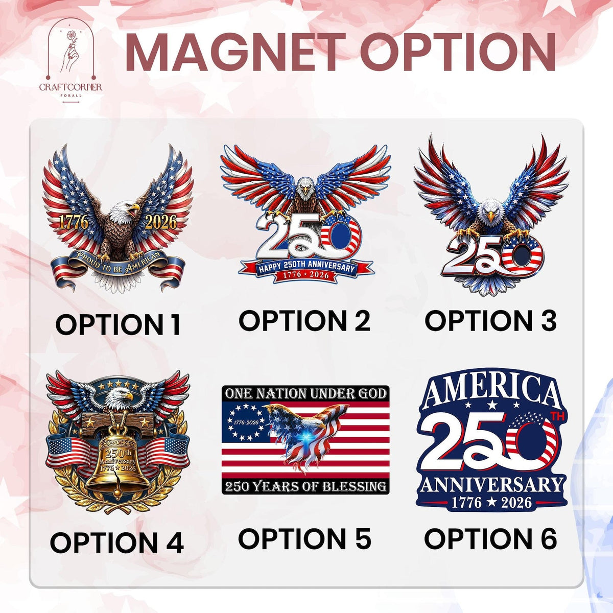Patriotic Eagle Magnet, American Eagle Fridge Magnet, 1776 2026 Magnet