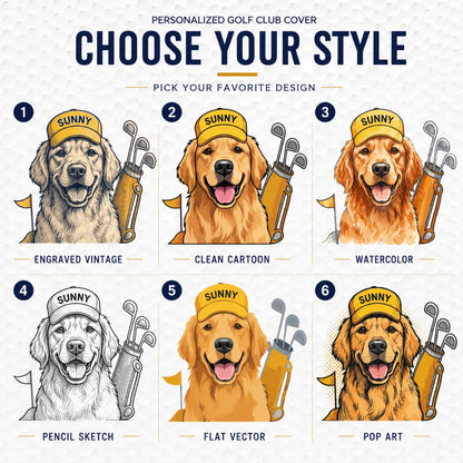 Custom Dog Name Golf Club Head Cover, Personalized Pet Photo Driver Cover