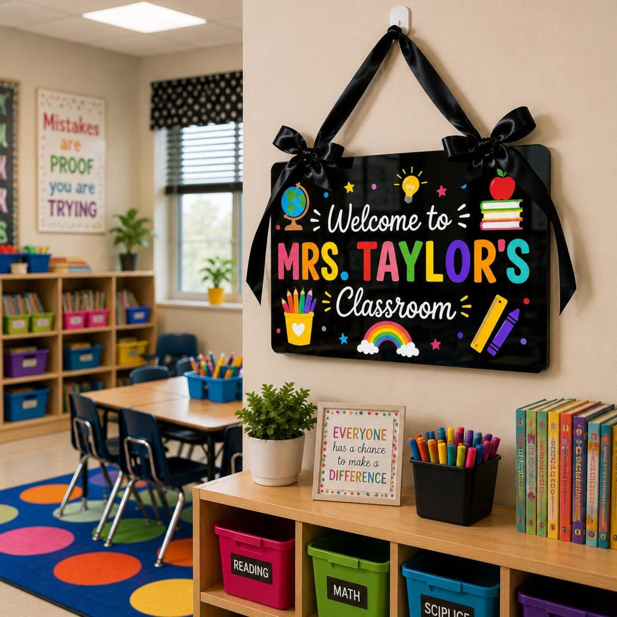 Custom Acrylic Teacher Classroom Door Hanger, Teacher Name Sign, Welcome Classroom Decor