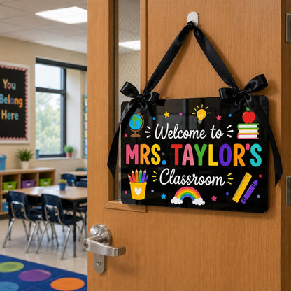 Custom Acrylic Teacher Classroom Door Hanger, Teacher Name Sign, Welcome Classroom Decor