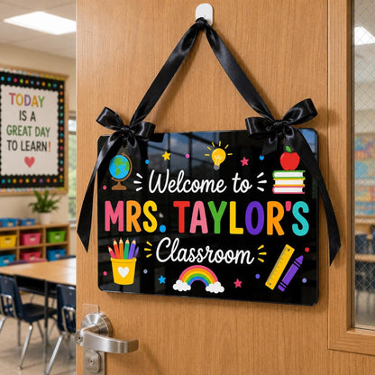 Custom Acrylic Teacher Classroom Door Hanger, Teacher Name Sign, Welcome Classroom Decor