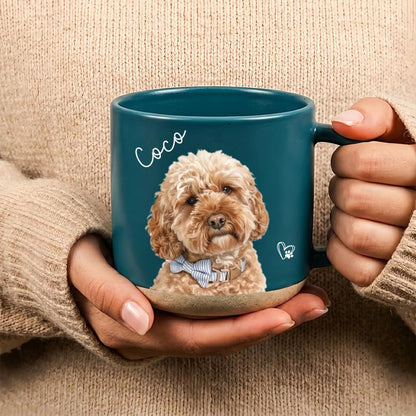 Personalized Watercolor Photo Pet Pottery Mug,Pet Portrait Coffee Cup Gift For Cat Dog Lovers