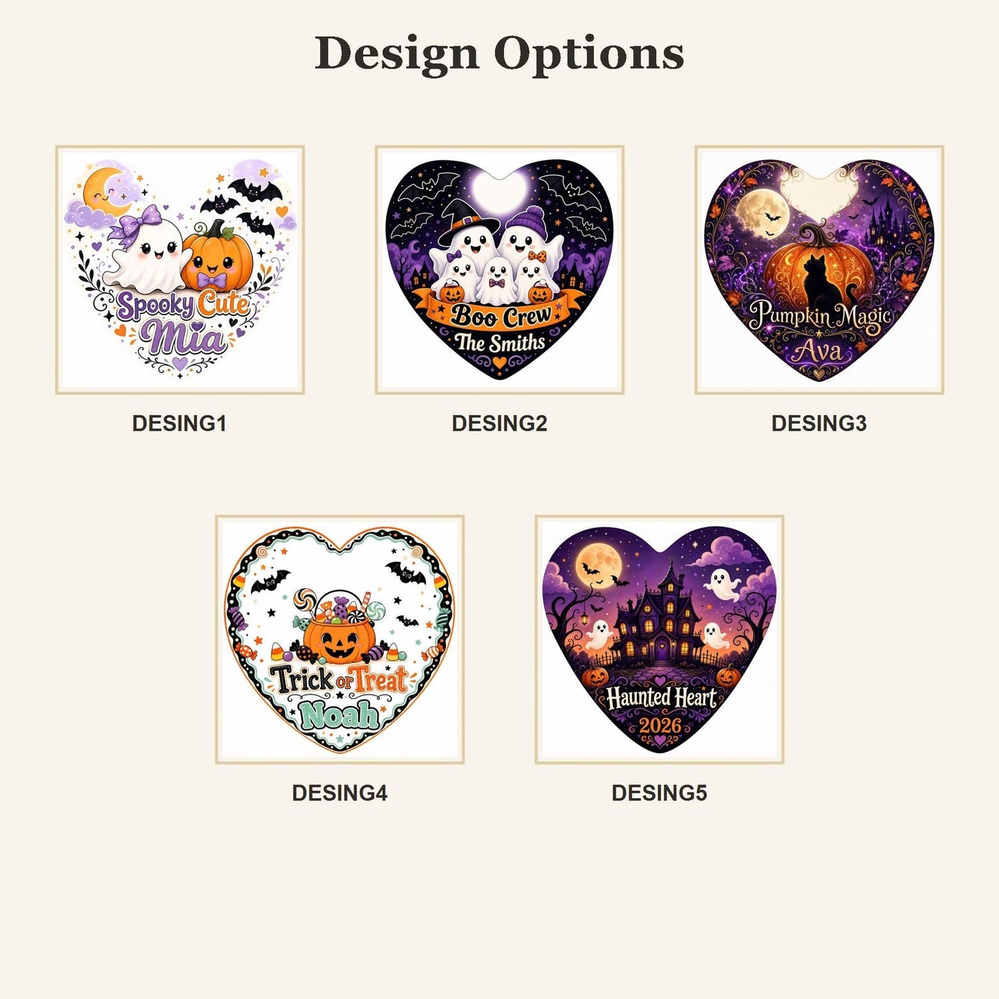 Personalized Halloween Ornament, Custom Ceramic Heart Keepsake, Spooky Cute Gift