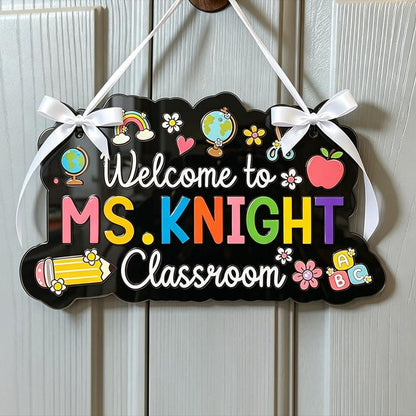 Personalized Teacher Door Sign, Custom Classroom Door Hanger, Teacher Name Sign