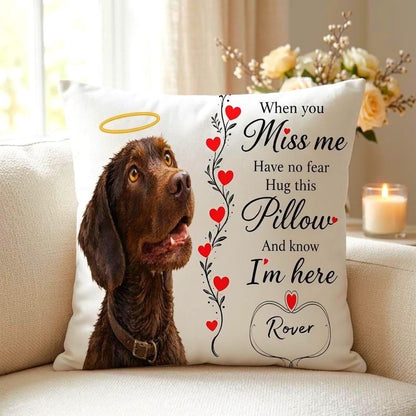 Pet Memorial Pillow with Custom Portrait & Personalised Name