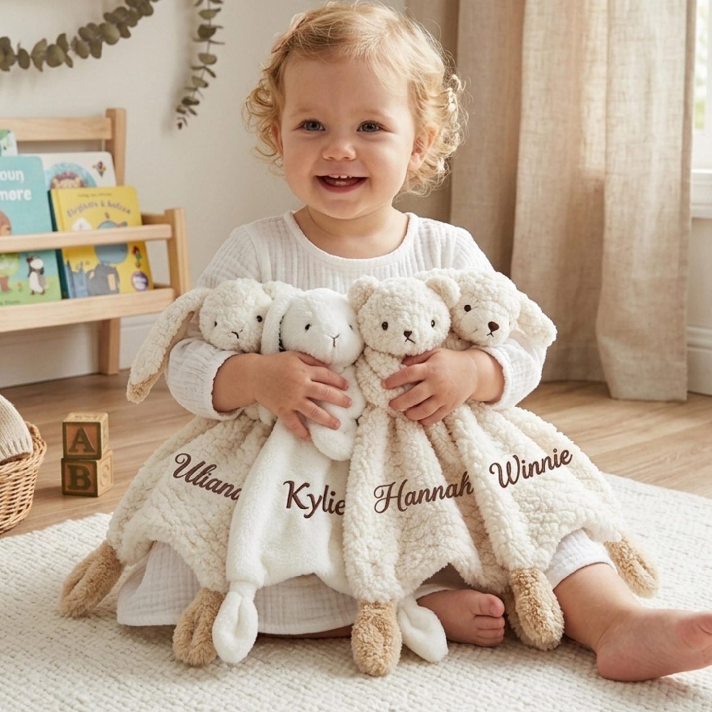 Personalized Plush Animal Lovey Blanket, Custom Name Security Comforter