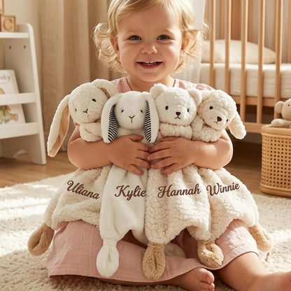 Personalized Plush Animal Lovey Blanket, Custom Name Security Comforter