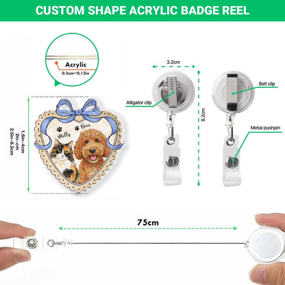 Custom Dog Portrait Badge Reel, Pet Portrait From Photo Gift, Pet Memorial Gift