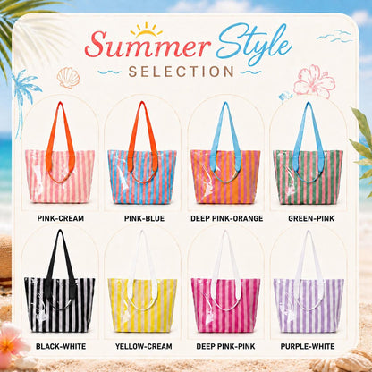 Personalized Water Resistant PVC Beach Tote, Custom Rope Name Poolside Carryall
