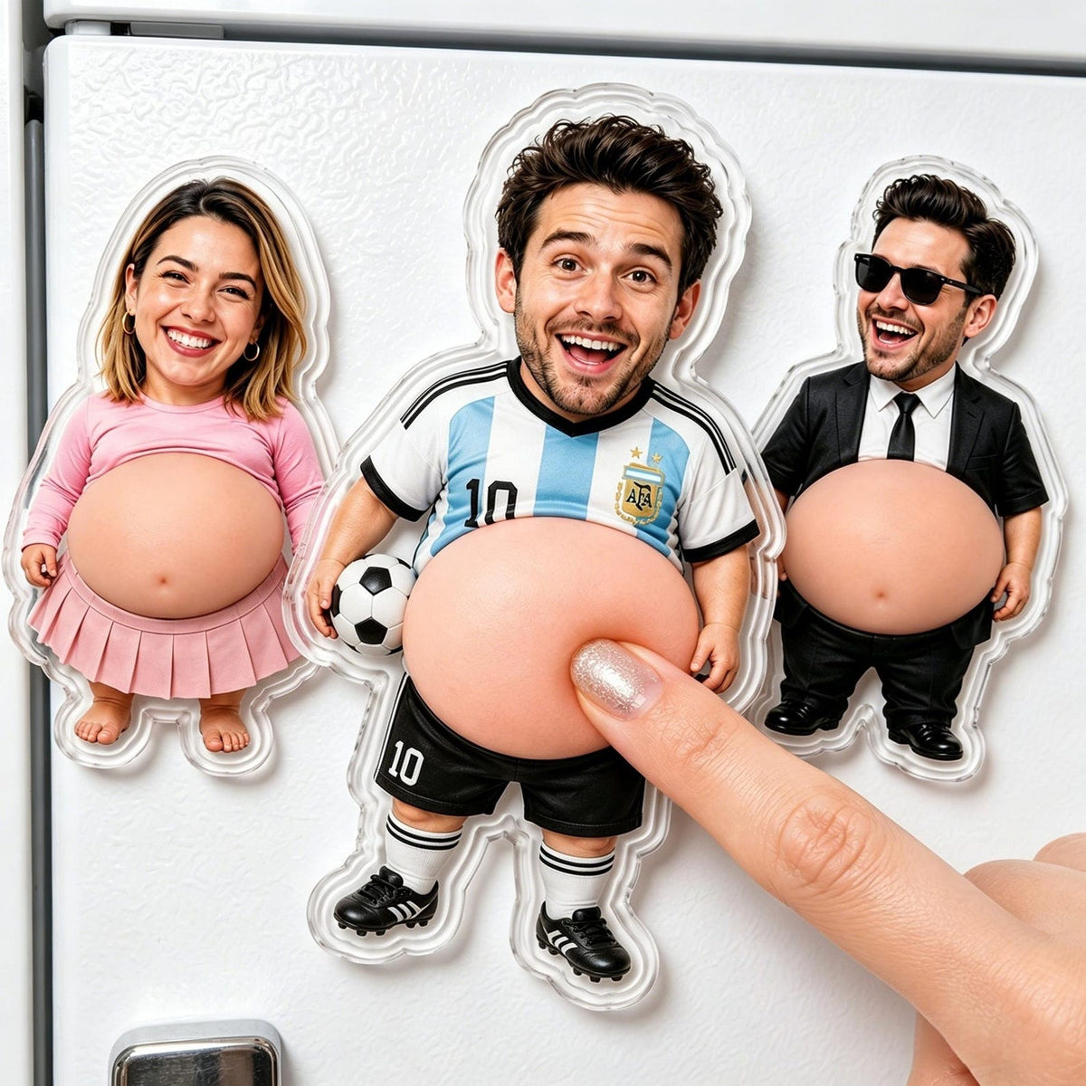 Custom Face Fridge Magnet, Personalized Couple Gift, Funny Belly Magnet