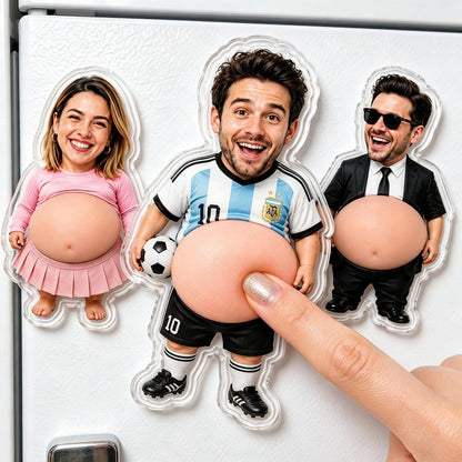 Custom Face Fridge Magnet, Personalized Couple Gift, Funny Belly Magnet