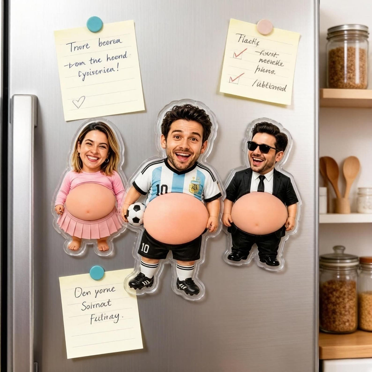 Custom Face Fridge Magnet, Personalized Couple Gift, Funny Belly Magnet