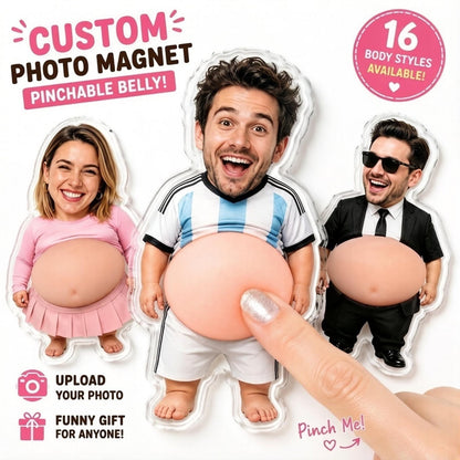 Custom Face Fridge Magnet, Personalized Couple Gift, Funny Belly Magnet