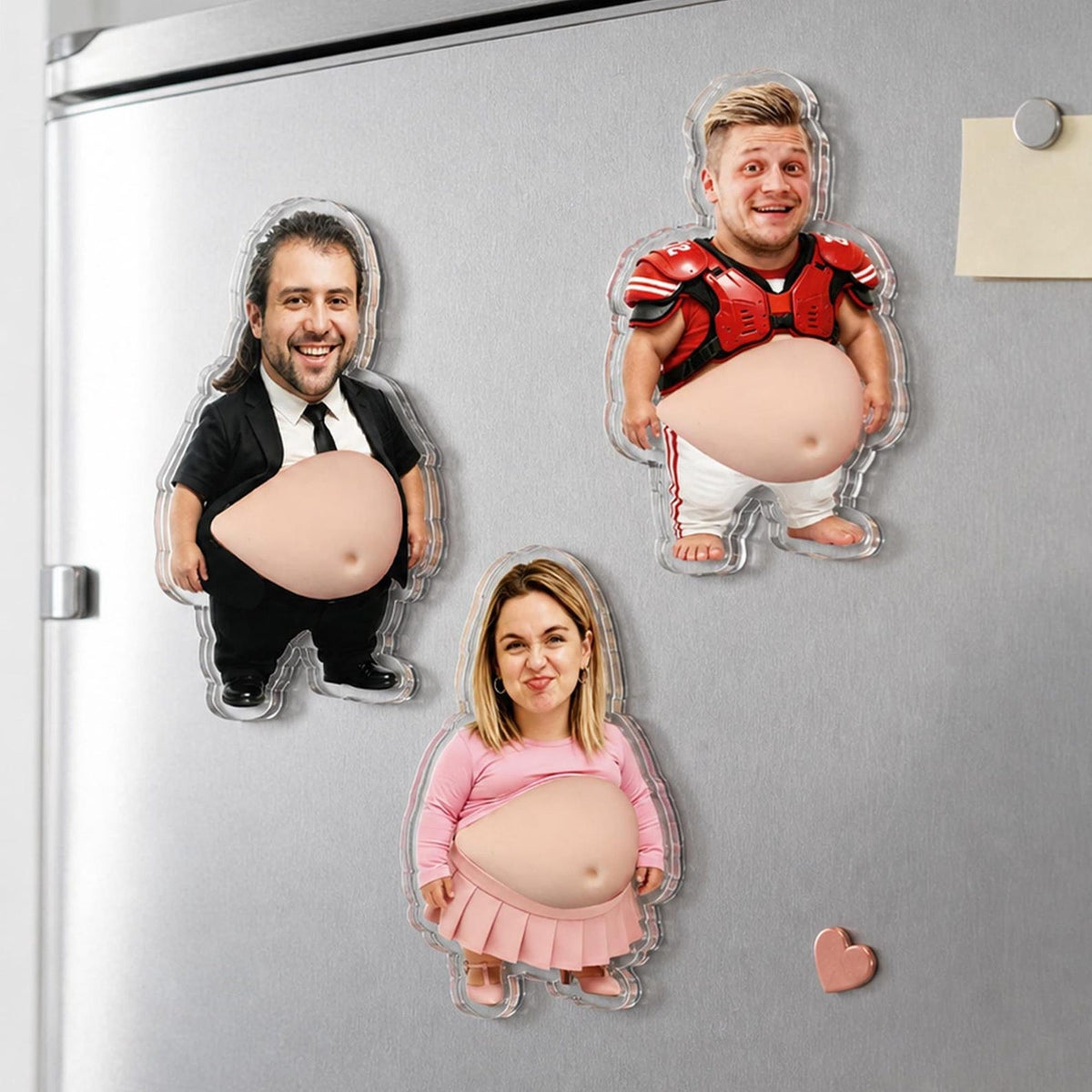 Custom Face Fridge Magnet, Personalized Couple Gift, Funny Belly Magnet