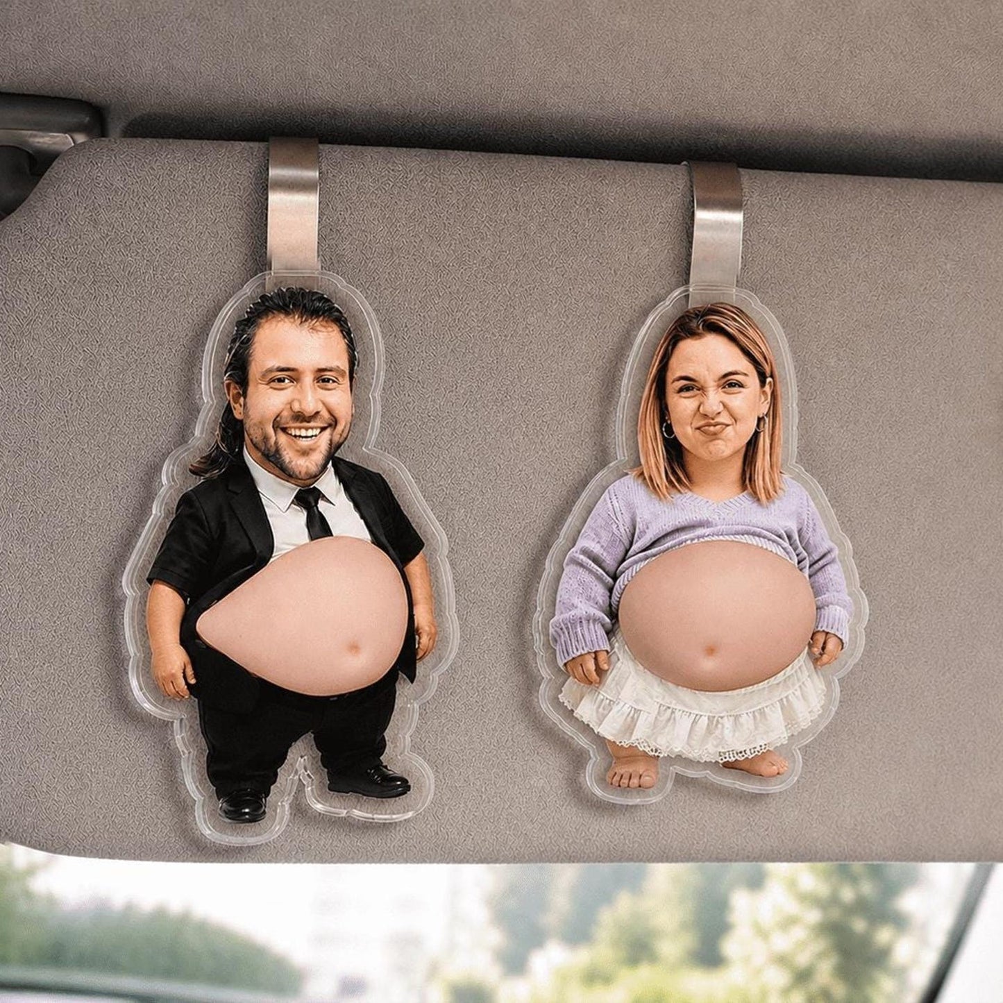 Custom Face Fridge Magnet, Personalized Couple Gift, Funny Belly Magnet