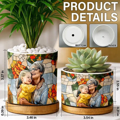 Custom Mosaic Stained Glass Photo Ceramic Plant Pot, Personalized Portrait Dog Cat