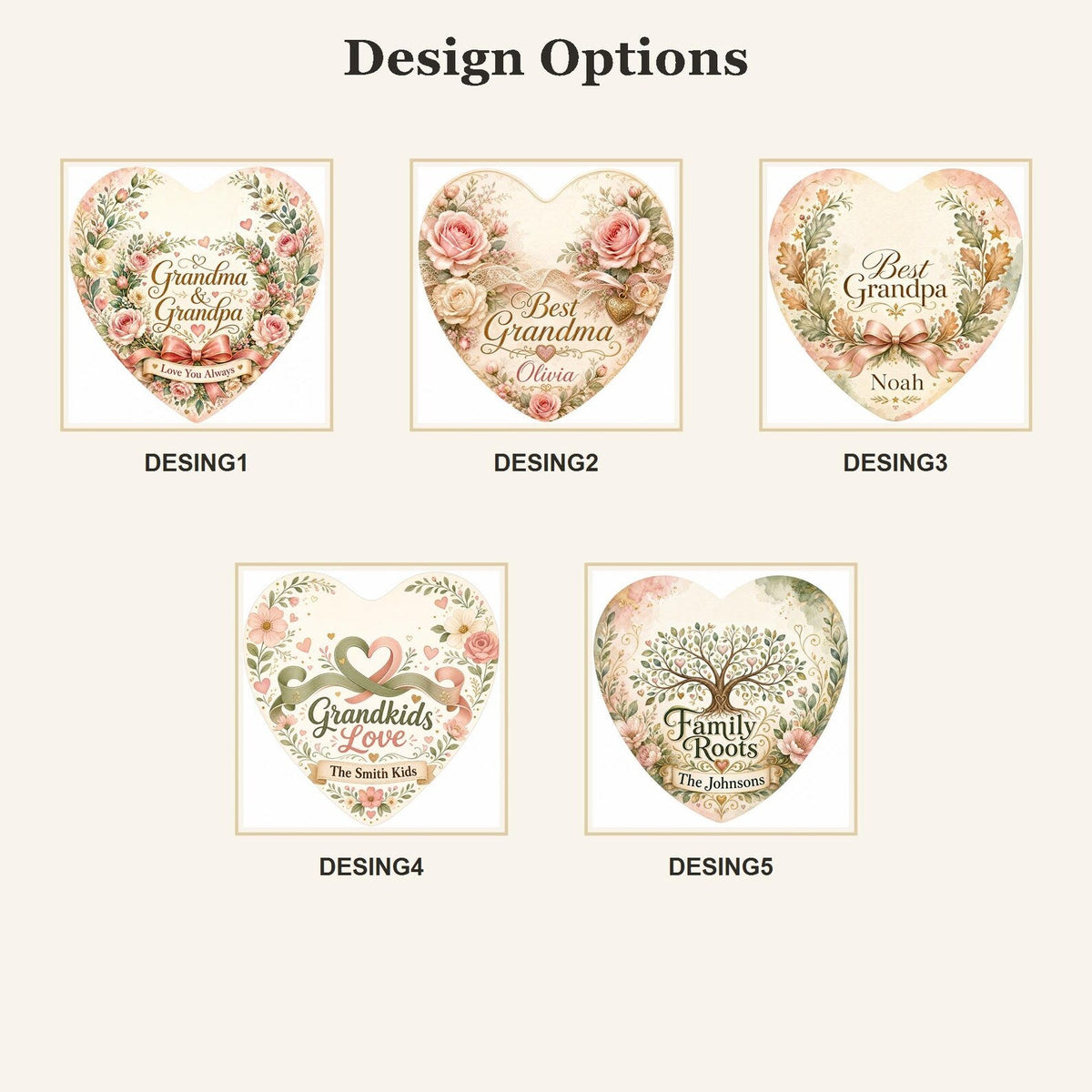 Personalized Grandparents Day Ornament, Custom Ceramic Heart Keepsake